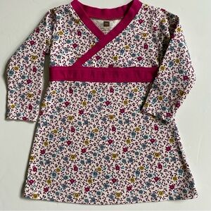 Tea Collection Dress Size 6 12 Months Floral Baby Girls Burgundy Crossover front